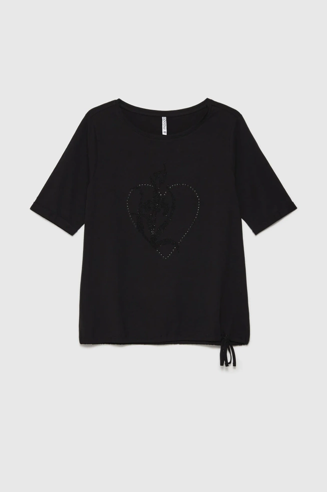 T-shirt z ozdobną aplikacją czarny