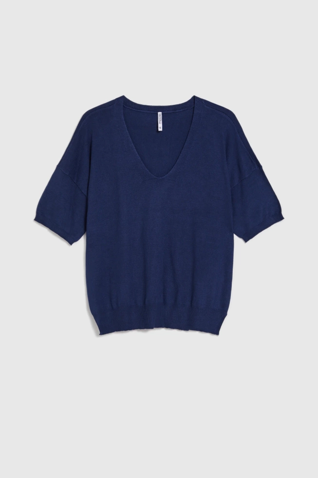 Sweter z krótkimi rękawami granatowy