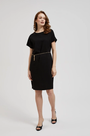 Gładka sukienka z łańcuszkiem czarna