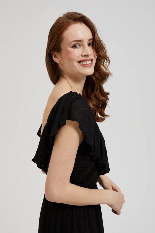 Sukienka z falbanką maxi czarna