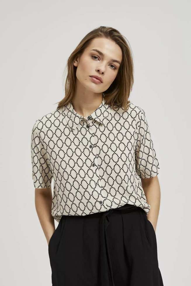 Koszula zapinana na guziki ze wzorem beżowa