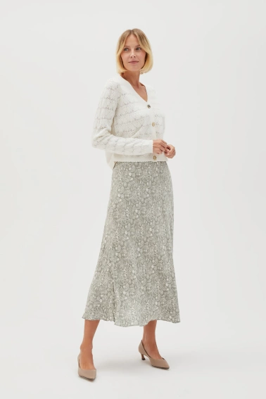 Wiskozowa spódnica midi oliwkowa