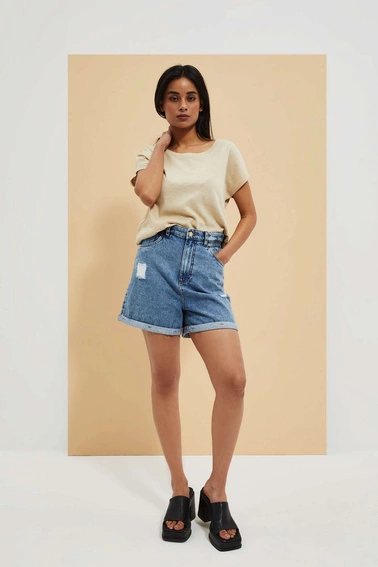 Szorty z przetarciami niebieskie