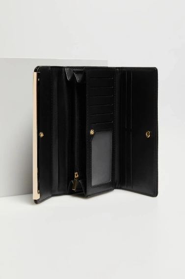 Gładki duży portfel czarny 