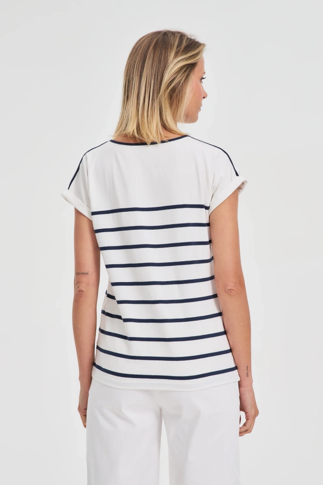 Bawełniana bluzka w paski granatowa