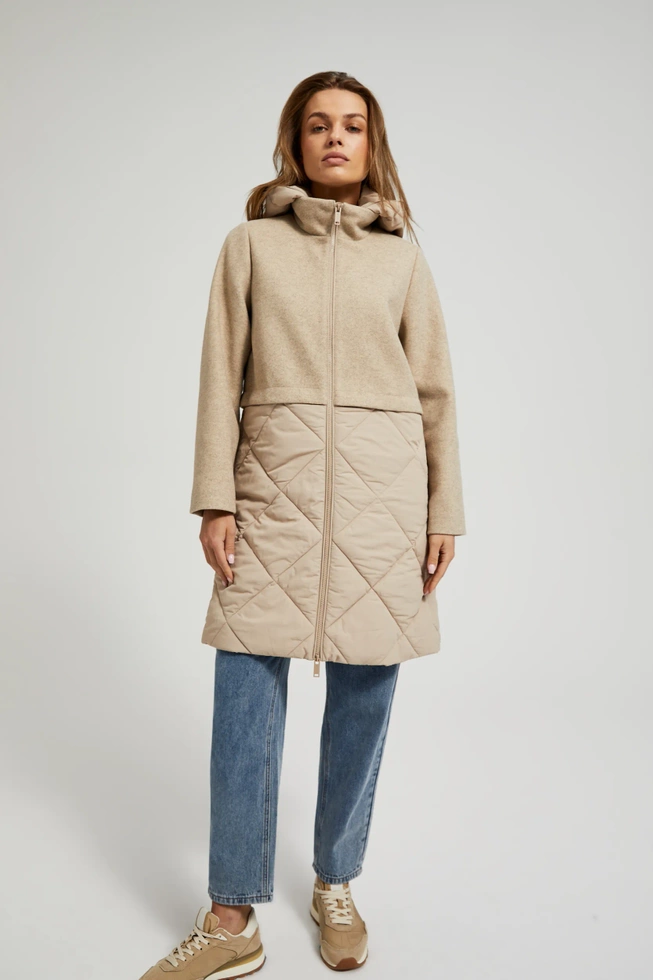 Kurtka z odpinanym kapturem beżowa