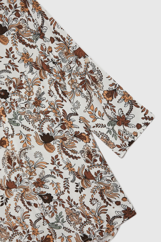 Wiskozowa koszula z kwiatowym wzorem beżowa