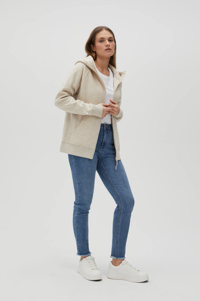 Rozpinana bluza z kapturem beżowa