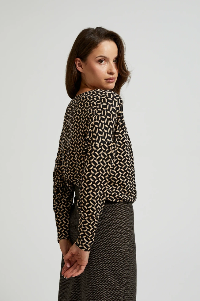 Wzorzysty sweter z długimi rękawami czarny