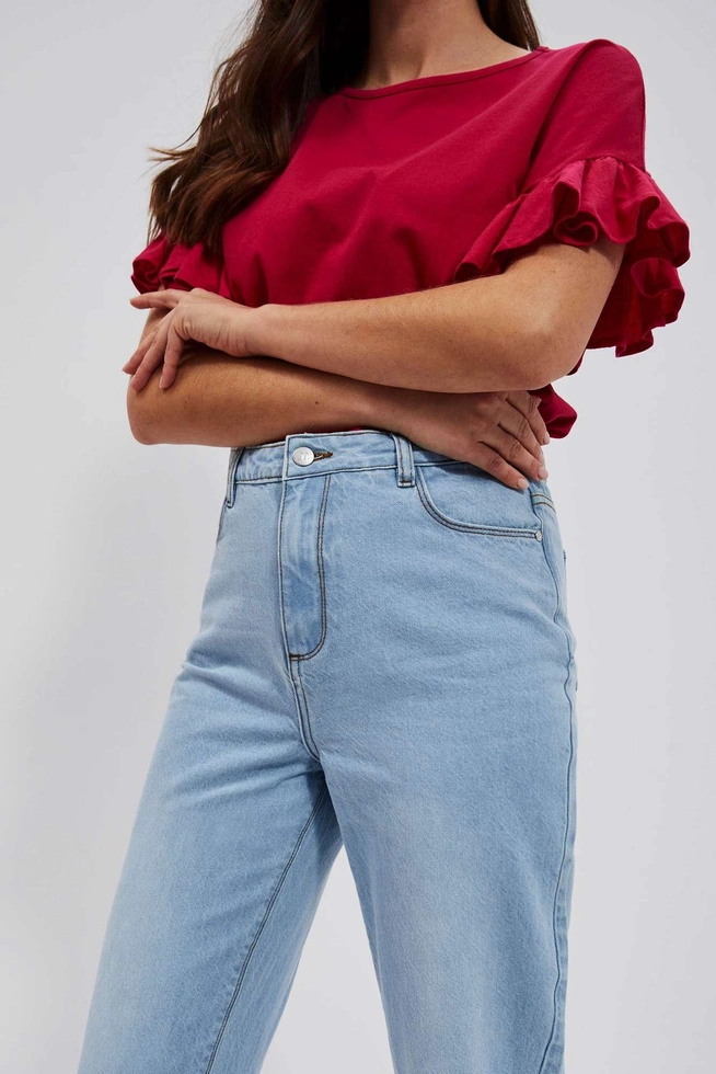 Jeansy mom fit z wysokim stanem błękitne