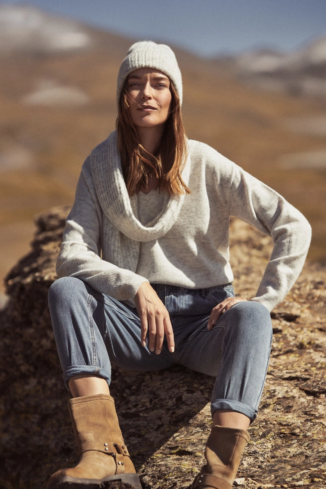 Bawełniane jeansy paperbag niebieskie