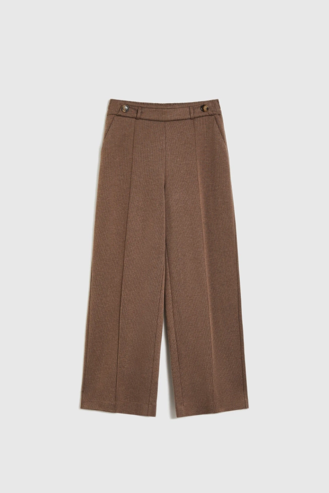 Spodnie z szerokimi nogawkami brązowe