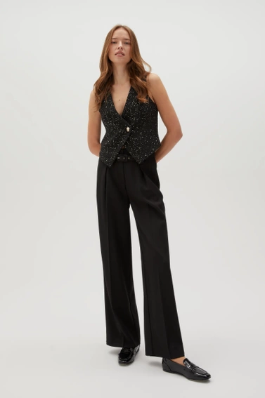 Kamizelka z ozdobym guzikiem czarna