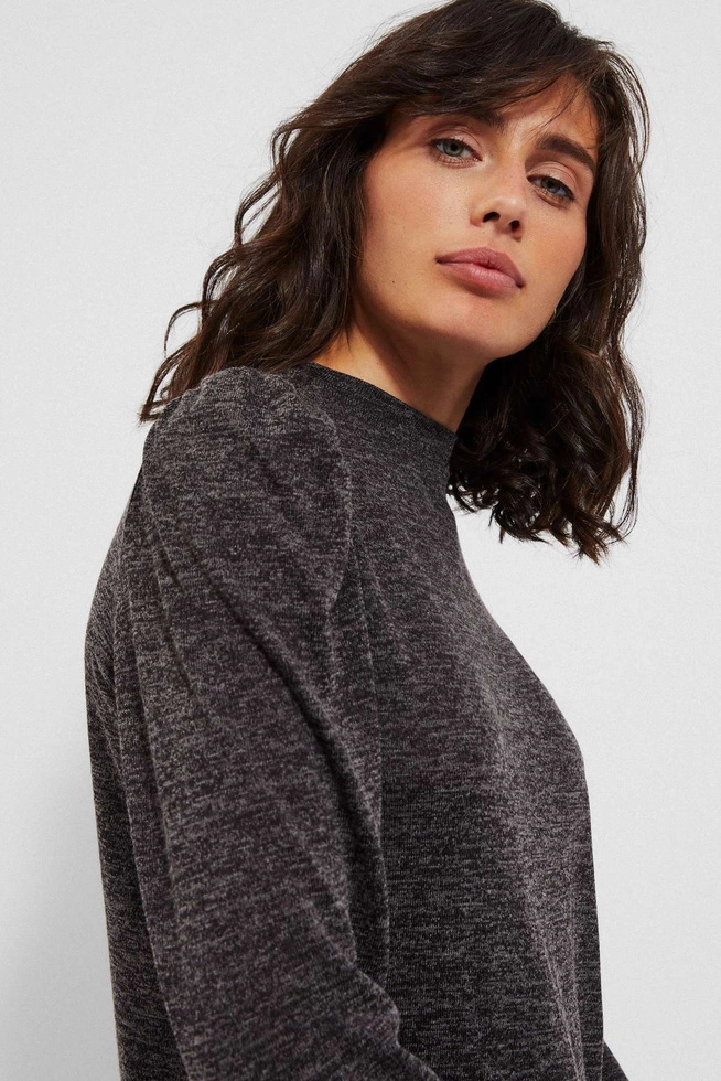 Melanżowa bluza z bufkami grafitowa