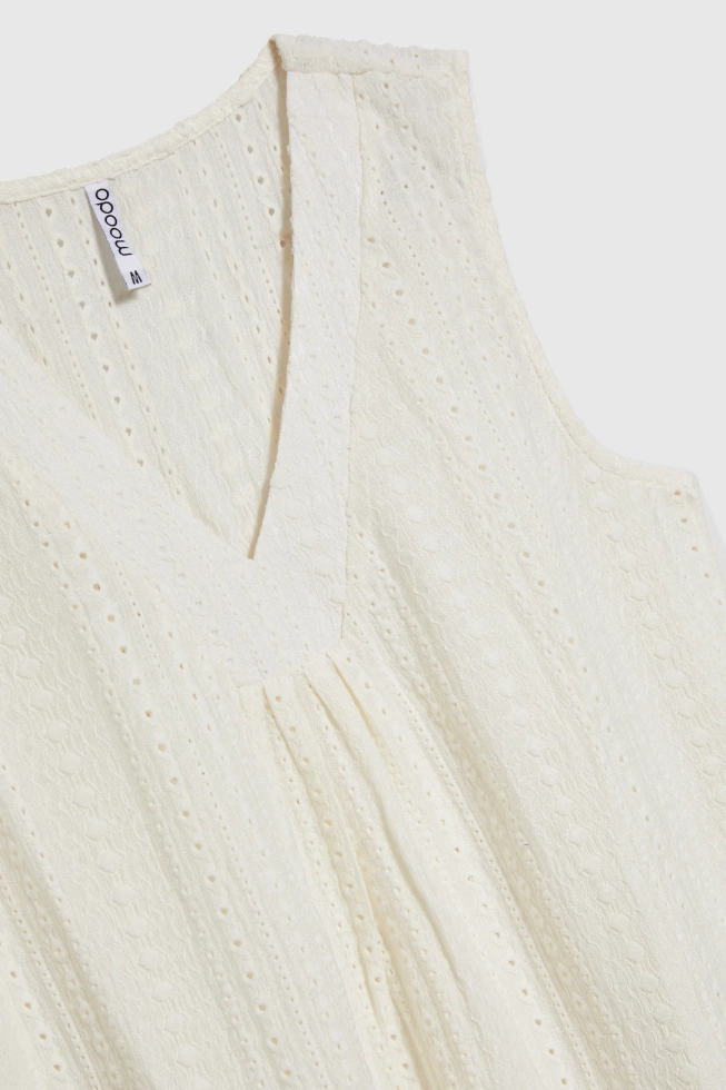 Top z dekoltem w serek ecru