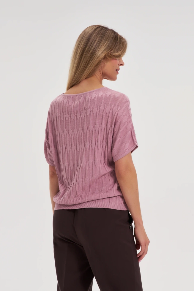 Sweter z krótkimi rękawami różowy