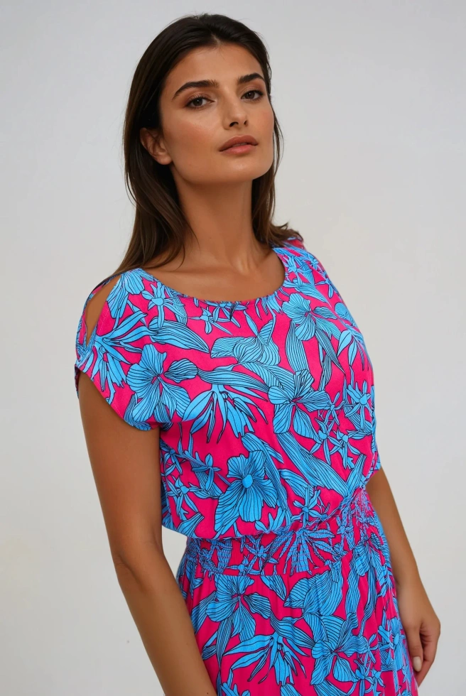 Wiskozowa sukienk maxi fuksjowa