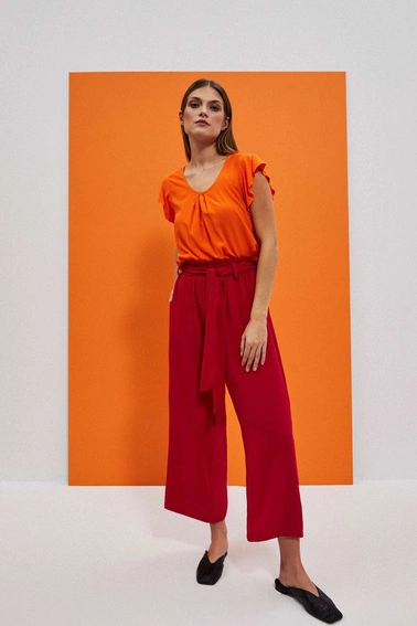 Luźna koszula z krótkim rękawem pomarańczowa