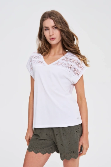 Bluzka z krótkimi rękawami biała