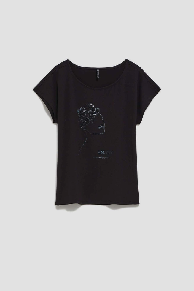 Bluzka z delikatnym printem czarna