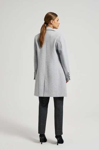 Prosty płaszcz zapinany na guziki szary