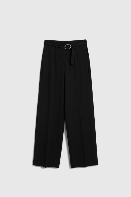 Spodnie w kant z paskiem czarne