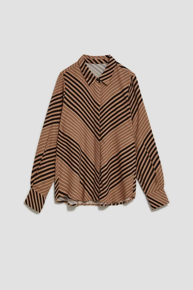 Koszula w paski ciemnobeżowa