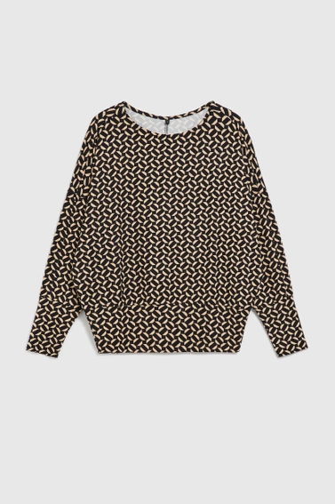 Wzorzysty sweter z długimi rękawami czarny