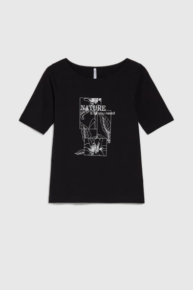 Bluzka z nadrukiem i napisem czarna