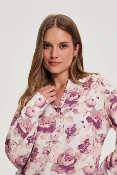 Koszula w kwiaty ecru