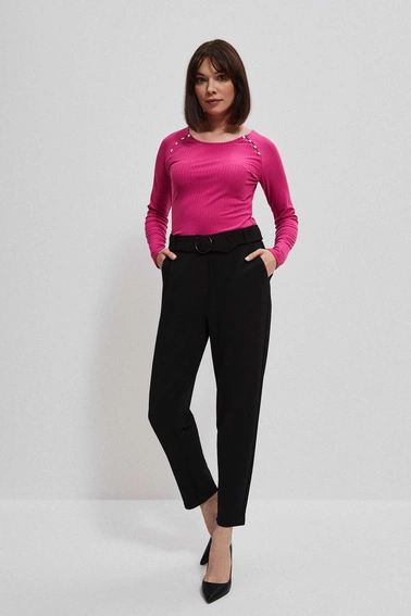 Bluzka z prążkowanej dzianiny fuksjowa