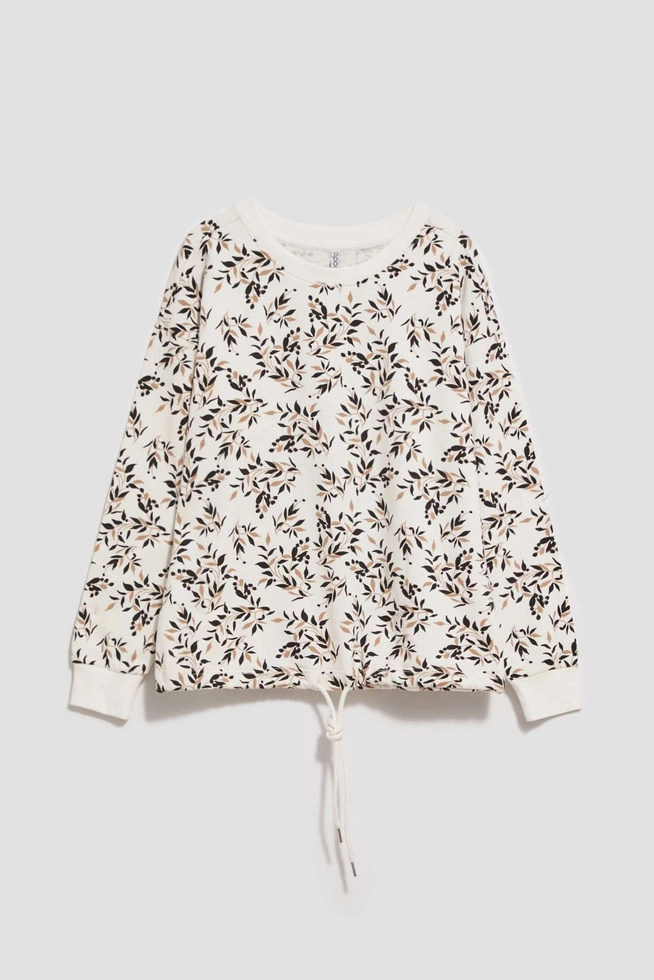 Bluza z wiązaniem w pasie i nadrukiem