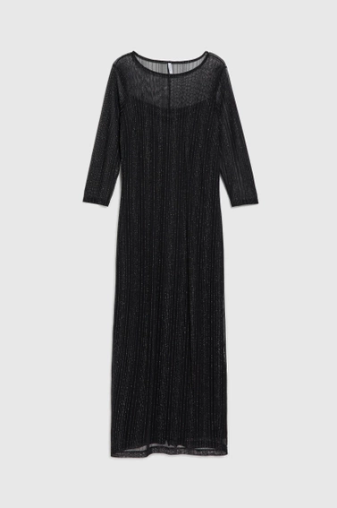 Sukienka maxi z metalizowaną nitką czarna 