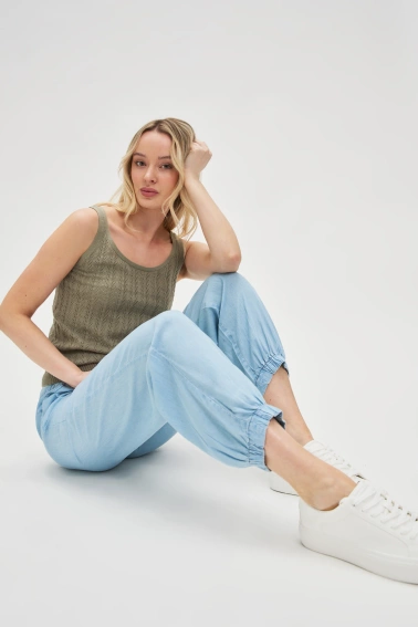 Spodnie z lyocell błękitne 