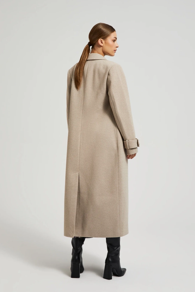 Elegancki długi płaszcz beżowy