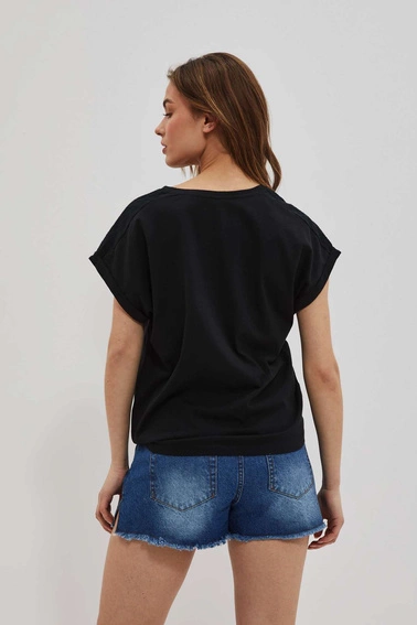 T-shirt z wiązaniem czarny