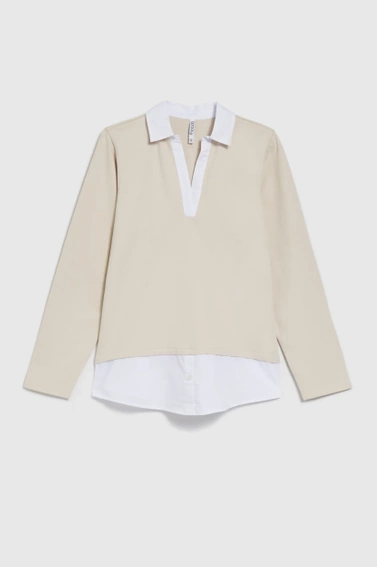 Bluza z kołnierzykiem beżowa