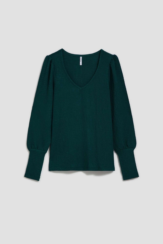 Bluzka z dekoltem w serek szmaragdowa