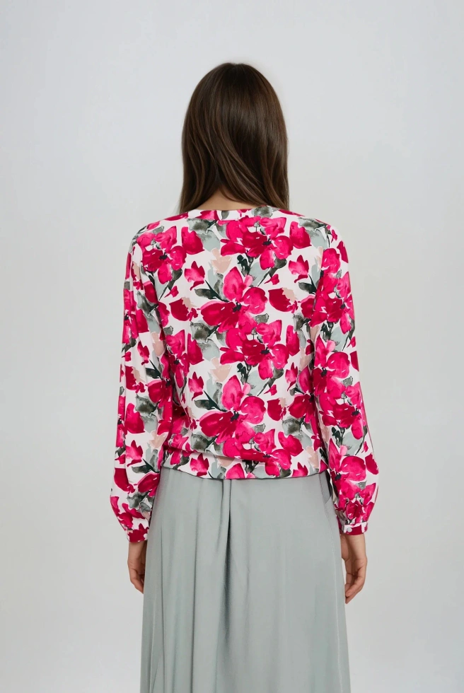 Wzorzysta koszula fuksjowa