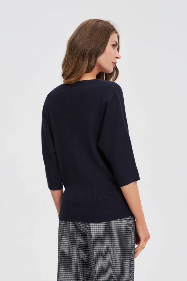 Sweter z rękawami 3/4 granatowy