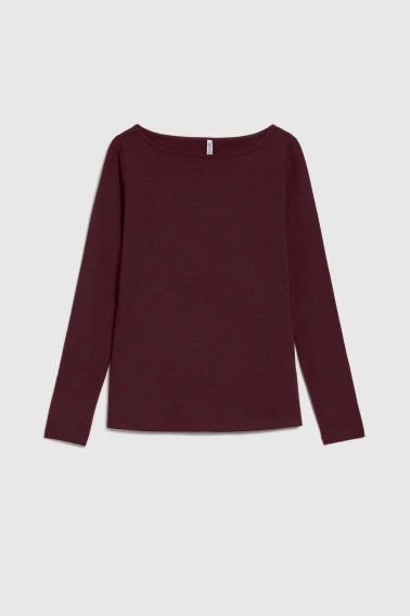 Dopasowana bluzka z długimi rękawami burgundowa
