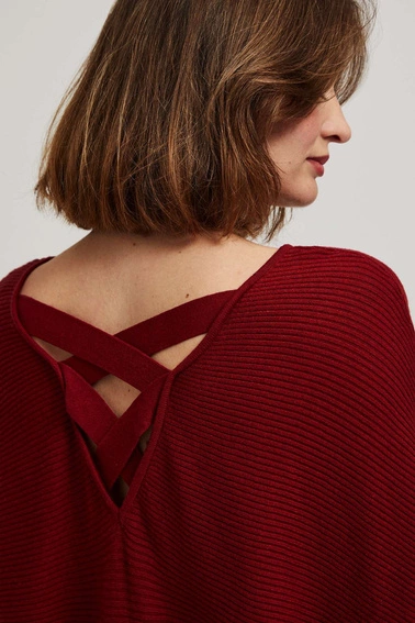 Sweter typu nietoperz bordowy