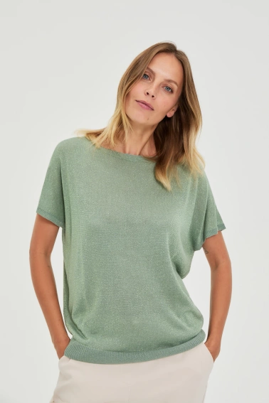 Wiskozowy sweter oliwkowy