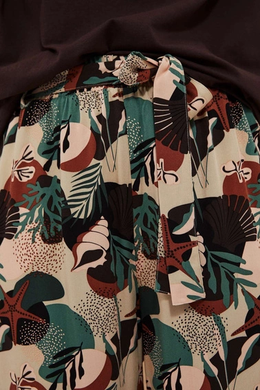 Wzorzyste spodnie kuloty ciemnobeżowe