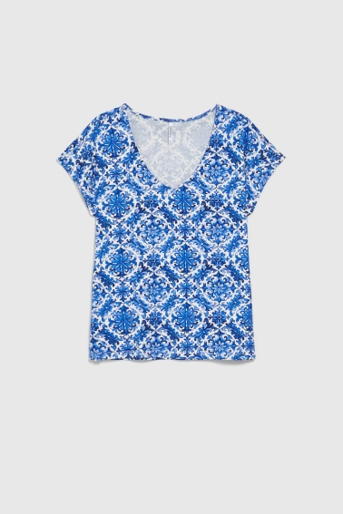 Wzorzysta bluzka niebieska
