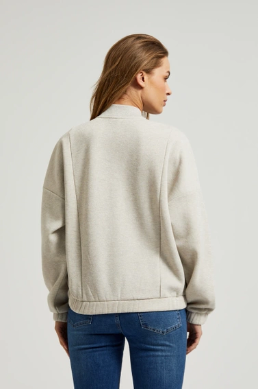 Bluza zapinana na zamek z długimi rękawami beżowa