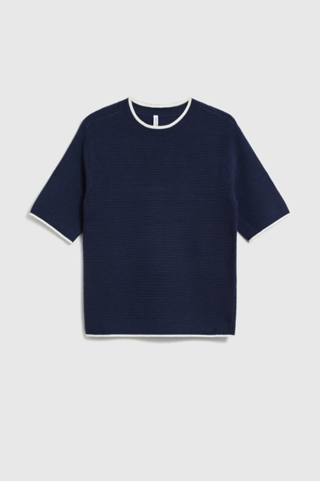 Sweter z krótkimi rękawami granatowy