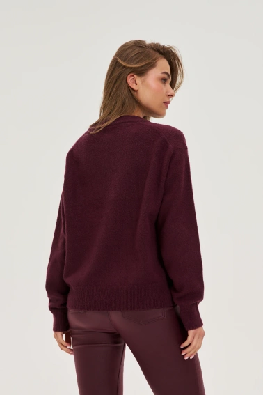 Gładki sweter burgundowy 