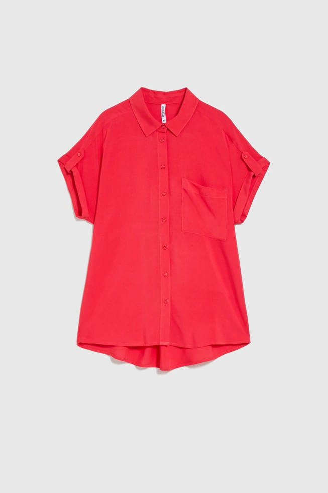 Koszula z kieszonką i kołnierzykiem czerwona
