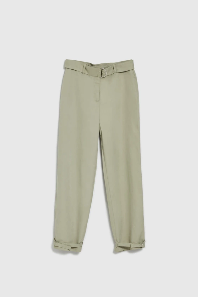 Gładkie spodnie oliwkowe